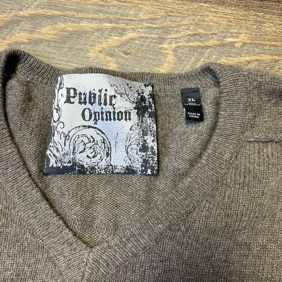 Public Opinion 100% Cashmere Brown V Neck Sweater Mens Size XL - Picture 2 of 8